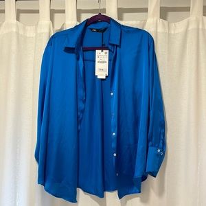 Blue Zara Button-up (small, never been worn, NWT)